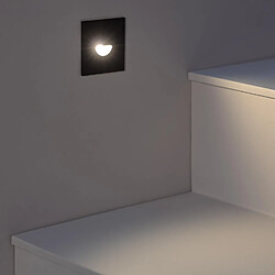 Ledkia Balise LED Extérieure 2W Encastrable au Mur Carrée Guell Noire Blanc neutre 4000K