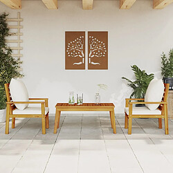 Maison Chic Ensemble de 3 Tables et chaises d'extérieur avec coussins,Salon de jardin, Ensemble Tables et chaises d'extérieur bois massif d'acacia -GKD321539