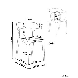 Avis Beliani Lot de 4 chaises GUBBIO Matière synthétique Gris foncé