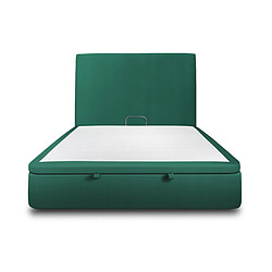 Sommeil de plomb Lit coffre 200x200cm avec tête de lit tapissier Velours Vert - Hauteur totale : 39cm