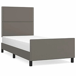 Maison Chic Lit adulte - Cadre Structure de lit avec tête de lit Contemporain Gris 80x200 cm Similicuir -MN44413