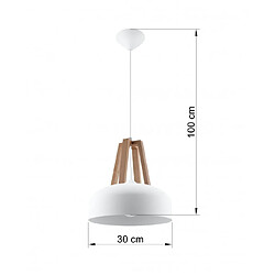 Acheter Luminaire Center Suspension CASCO acier/bois/plastique blanc/bois naturel 1 ampoule