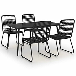 Ensemble salle à manger de jardin 5 pcs,Table et chaise à dîner d'extérieur Résine tressée et verre -MN46629