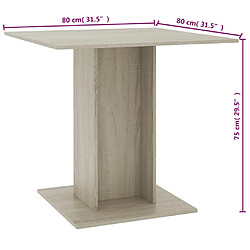 vidaXL Table à dîner Chêne sonoma 80x80x75 cm Bois d'ingénierie pas cher