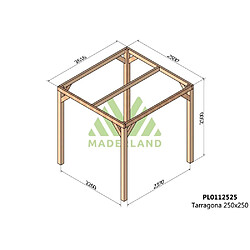 Maderland Pergola en bois lamellé-collé Tarragona 250 x 250 cm