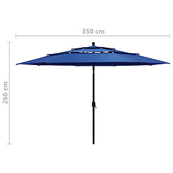 vidaXL Parasol de jardin à 3 niveaux avec mât en aluminium bleu azuré pas cher