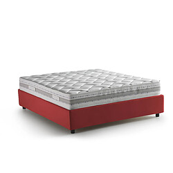 Avis Autrement Talamo Italia Silvia Lit français avec conteneur, Made in Italy, en tissu amovible, 140x200 cm, avec ouverture frontale, Rouge, avec matelas inclus.