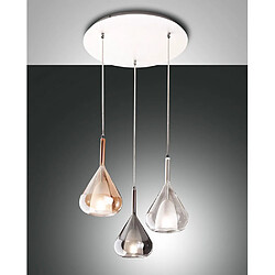 Lumière Suspension Cluster Ambre, Gris Et Verre Transparent, E27