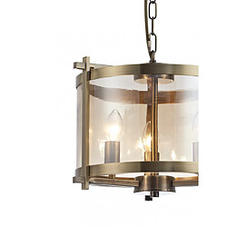 Luminaire Center Suspension Nolan Laiton antique 3 ampoules 47cm pas cher