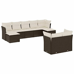 Maison Chic Salon de jardin avec coussins 9 pcs, Ensemble Tables et chaises de jardin, marron résine tressée -GKD851408