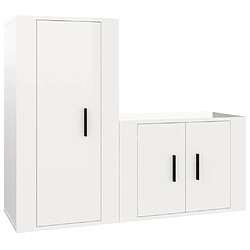 vidaXL Ensemble de meubles TV 2 pcs blanc brillant bois d'ingénierie