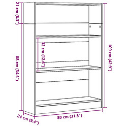 vidaXL Bibliothèque chêne artisanal 80x24x109 cm bois d'ingénierie pas cher