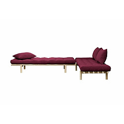 Inside 75 Méridienne futon PACE en pin coloris bordeaux couchage 75*200 cm.