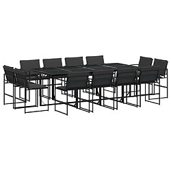 vidaXL Ensemble à manger de jardin avec coussins 13 pcs noir textilène