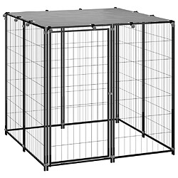 Helloshop26 Chenil extérieur cage enclos parc animaux chien 110 x 110 x 110 cm acier noir 02_0000490