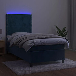 Avis vidaXL Sommier à lattes de lit avec matelas et LED Bleu foncé 90x190cm