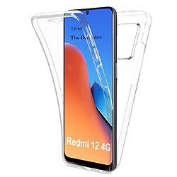 Htdmobiles Coque pour Xiaomi Redmi 12 4G - housse etui silicone gel fine 360 integrale (avant et arriere) + film ecran - TRANSPARENT