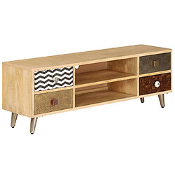 Helloshop26 Meuble télé buffet tv télévision design pratique 120 cm bois massif de manguier 2502285 pas cher