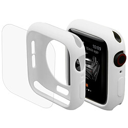 Wewoo Boitier 2 en 1 TPU Coquille de protection semi-plaquée + Protecteur d'écran HD courbé plein écran PET incurvé par flexion thermique pour Apple Watch série 4 44 mm (blanc)