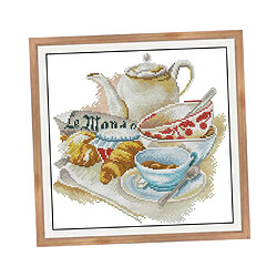 Kits Point De Croix Estampés Et Comptés - Set à Thé Motif Tasse à Café 37x37cm 11CT