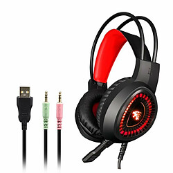 V1000 Casque Heavy Bass Internet Cafe E-Sport Jeu Casque Lumineux 7.1 Canal Usb / 3.5Mm Casque Red_3.5 Interface Usb 