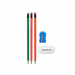 Pincello Ensemble de Crayons Taille-crayon Gomme (12 Unités)