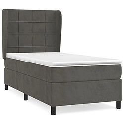 Maison Chic Lit Adulte - Lit simple Lit à sommier tapissier et matelas moelleux - Meuble de Chambre - Gris foncé 90x190 cm Velours -MN72141