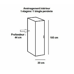 Acheter Inside 75 Armoire penderie 1 porte MALTA laquée blanc cassé L : 30 cm