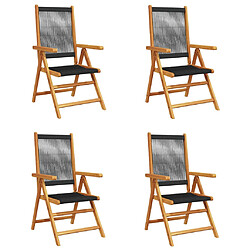 vidaXL Chaises inclinables de jardin lot de 4 noir bois massif acacia