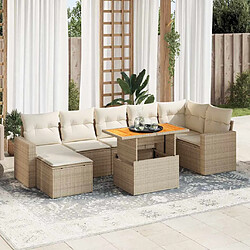 vidaXL Salon de jardin avec coussins 8 pcs beige résine tressée