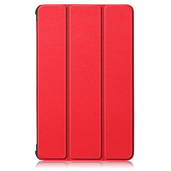 Etui en PU peau de litch avec support tri-pliure rouge pour votre Lenovo Tab M8 TB-8505