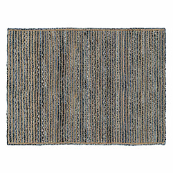 BigBuy Home Tapis 290 x 200 cm Naturel Bleu Coton Jute