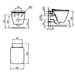 Ideal Standard - Pack WC suspendu Aquablade avec abattant ultra-fin frein de chute blanc - STRADA II