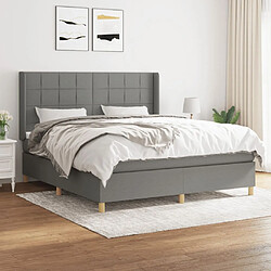 Maison Chic Lit Adulte - Lit simple Lit à sommier tapissier avec matelas moelleux - Meuble de Chambre - Gris foncé 160x200cm Tissu -MN95888