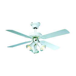 FARELEK - MALDIVES O 107 cm - Ventilateur de plafond reversible, 4 pales laquees blanc + eclairage 3 spots 60 watts E14 - 112615