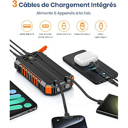 SANAG Batterie Externe Solaire 27000Mah, Chargeur Solaire Power Bank Avec 3 Câbles Usb C Charge Rapide, Chargeur Portable Avec 3 Ports Pour Téléphone, Tablette