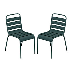 Vente-Unique Lot de 2 chaises de jardin empilables en métal - Vert sapin - MIRMANDE de MYLIA