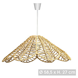 Acheter SUSPENSION LUMINAIRE LUSTRE SUSPENSION TULIPE EN RAPHIA - Diamètre 59cm X Hauteur 27cm LAMPE LUMINAIRE PLAFONNIER+Natural Living