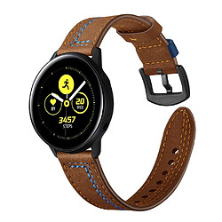 Bracelet en cuir véritable 20 points en forme de 7 marron pour votre Samsung Galaxy Watch Avtive 42mm