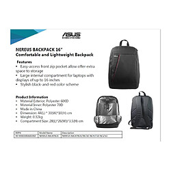 ASUS /NEREUS BACKPACK/BK/16'//10 IN 1/V2