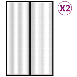 vidaXL Rideaux de porte anti-insectes 2 pcs et aimants noir 220x130 cm