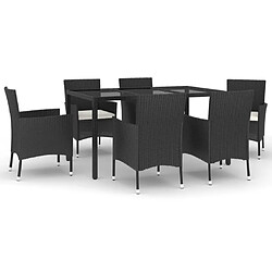 Salle à dîner de jardin 7 pcs,Table et chaise à manger Noir Résine tressée -MN37056