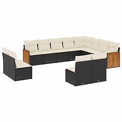 Maison Chic Salon de jardin 12 pcs avec coussins | Ensemble de Table et chaises | Mobilier d'Extérieur noir résine tressée -GKD28657