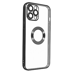 Avizar Coque iPhone 12 Pro Max Souple Caméra Couvert Transparent Contour Noir Chromé