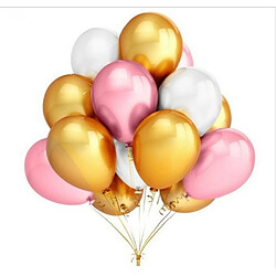 Wewoo Décorations de Fête 45 PCS 12 pouces perle en latex ballons anniversaire décoration de de mariage avec ruban de couleur noir + or + argent pas cher