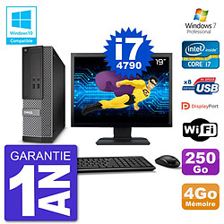 PC Dell 3020 SFF Ecran 19" Intel i7-4790 RAM 4Go Disque 250Go Graveur DVD Wifi W7 - Occasion