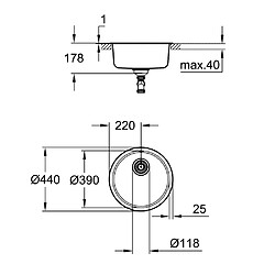 GROHE - Évier rond en acier inoxydable K200