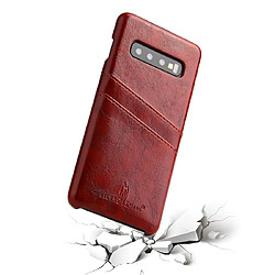 Wewoo Coque Rigide Etui en cuir Fierre Shann Retro Oil Wax PU pour Galaxy S10 avec fentes cartes Marron pas cher