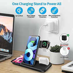 Acheter Chrono Station de charge sans fil 4 en 1, station de chargement sans fil pour iWatch 6,SE,5,4,3,iPhone 11,11 Pro,11 Pro Max,XS,XR,X,8,8 plus,Airpods,Airpods Pro,Samsung S20 ,S10,(noir)