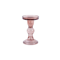 Bougeoir en verre Glass Art pour bougie large - Rose - Ø 8,5 x 14 cm - PRESENT TIME